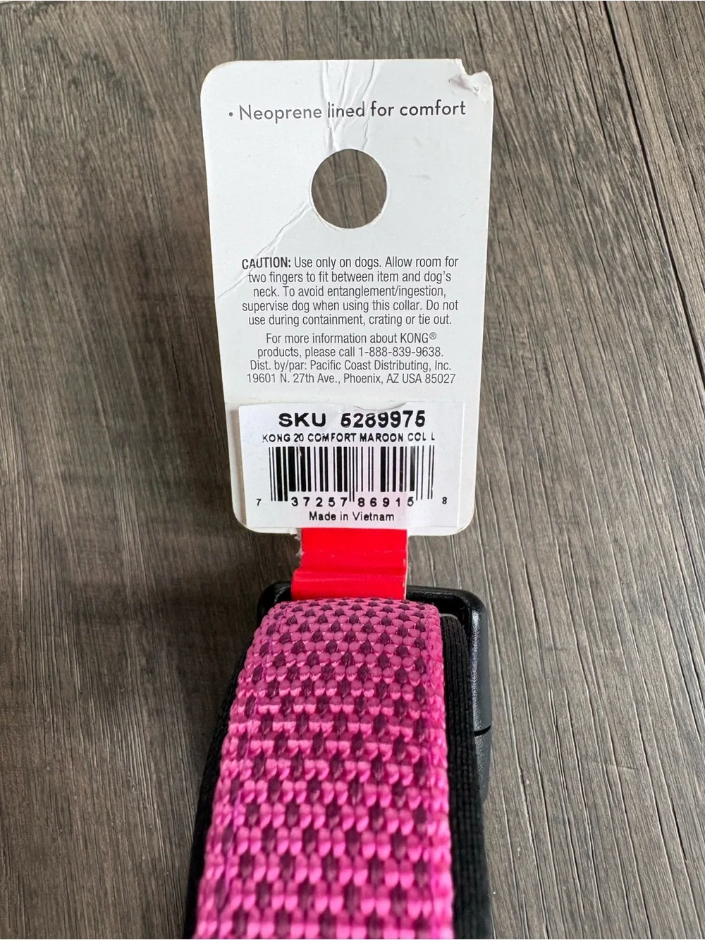 Kong Pink Woven Padded Dog Collar size Large
